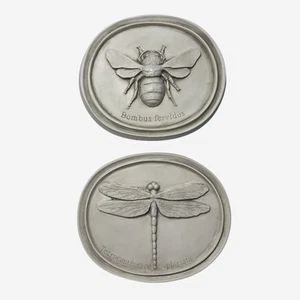 VTG House Parts Wall Plaques Decor Set Of 2 Entomology Series Bee Dragonfly 2000 - Picture 1 of 9