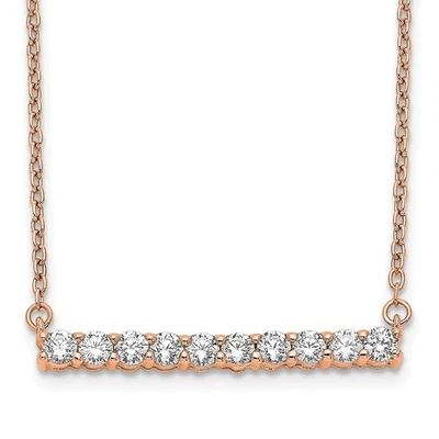 14k Rose Gold 1/2 carat Lab Grown Diamond Bar Pendant Necklace 18" VS/SI, G - Image 1 of 4