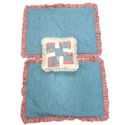 Almohada acolchada vintage fundas y almohada floral cachemira retazos verde azulado y rosa Foto 1 de 4