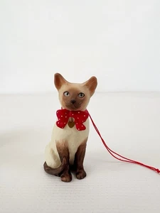 Vintage 1987 Schmid Tan Cat Christmas Ornament Gordon Fraser With Box Blue Eyes - Picture 1 of 10