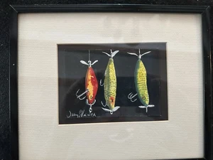 Small Antique Signed WPA Painting of Fishing Lures - Picture 1 of 6