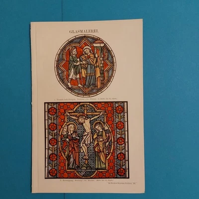 Orig.(1905) Chromolithographie  Glasmalerei  Freiburger Münster  - Bild 1 von 2