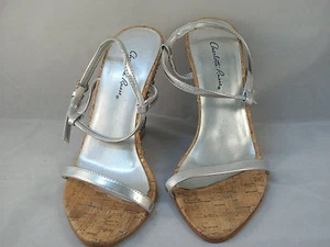 Charlotte  Russe Silver Sandals with beaded wedge heel Size 6 - Picture 1 of 4