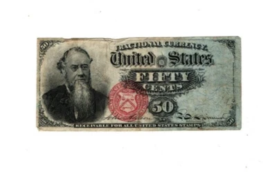 1869 Fifty Cents Fractional Note - CIVIL WAR ERA -  E Stanton Sec of War Picture - Image 1 of 2