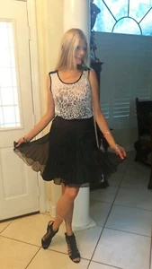 Vtg 80s Black Sexy pleated cocktail evening Sugar Baby Glam Girl Skirt Small - Picture 1 of 9