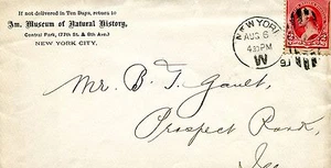 Envelope Corner Card AMERICAN MUSEUM NATURAL HISTORY 1891 NY nice cancel - Picture 1 of 2