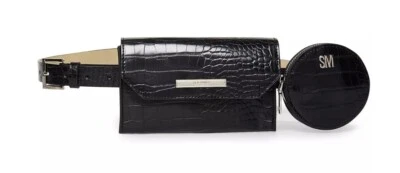 Steve Madden Womens Ruched Clutch Belt Bag with Chain Detail Black M: 34" - Image 1 of 4