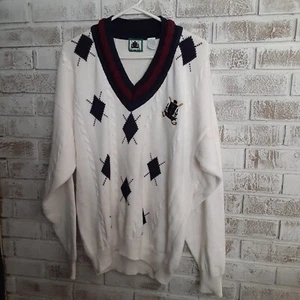 Vintage Izod Academia Varsity Sweater sz M Cable Knit - Picture 1 of 8