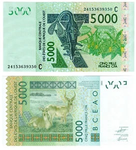 2024 Estados de África Occidental Burkina Faso 5000 francos CFA P317c UNC NUEVO - Imagen 1 de 1