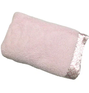 Quiltex Rosa Baby Fleece Sherpa Decke Satinborte 35 x 29 Zoll      - Bild 1 von 12