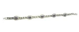Pulsera de plata esterlina 7,5" para damas de amatista real y circonio cúbico CAJA DE REGALO - Imagen 1 de 1