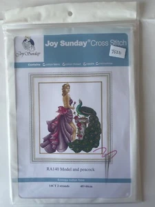 Joy Sunday Cross Stitch Kit - Model And The Peacock - RA140 - Picture 1 of 3