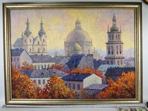 Lemberg city Lviv Lvov 2013 Oil Painting Canvas Artist Babich Art Ukraine - Picture 1 of 15