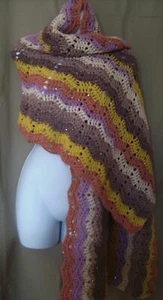 MULTICOLOR SEQUIN SHAWL WRAP HAND MADE CROCHET - Picture 1 of 4