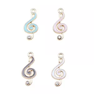 50 piezas KC Color Dorado Aleación Cristal Esmalte Nota Musical Dijes 22X10MM HÁGALO USTED MISMO - Imagen 1 de 10