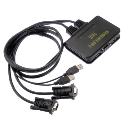 2-Port USB KVM VGA Switcher Switch for Computer Video Monitor Mouse Keyboard - Image 1 of 4