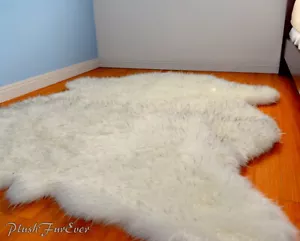 5' x 6' Schwarze Spitze Büffel Bison Kunstfell Teppich Dick Flauschig Schwer Premium Dick - Bild 1 von 5