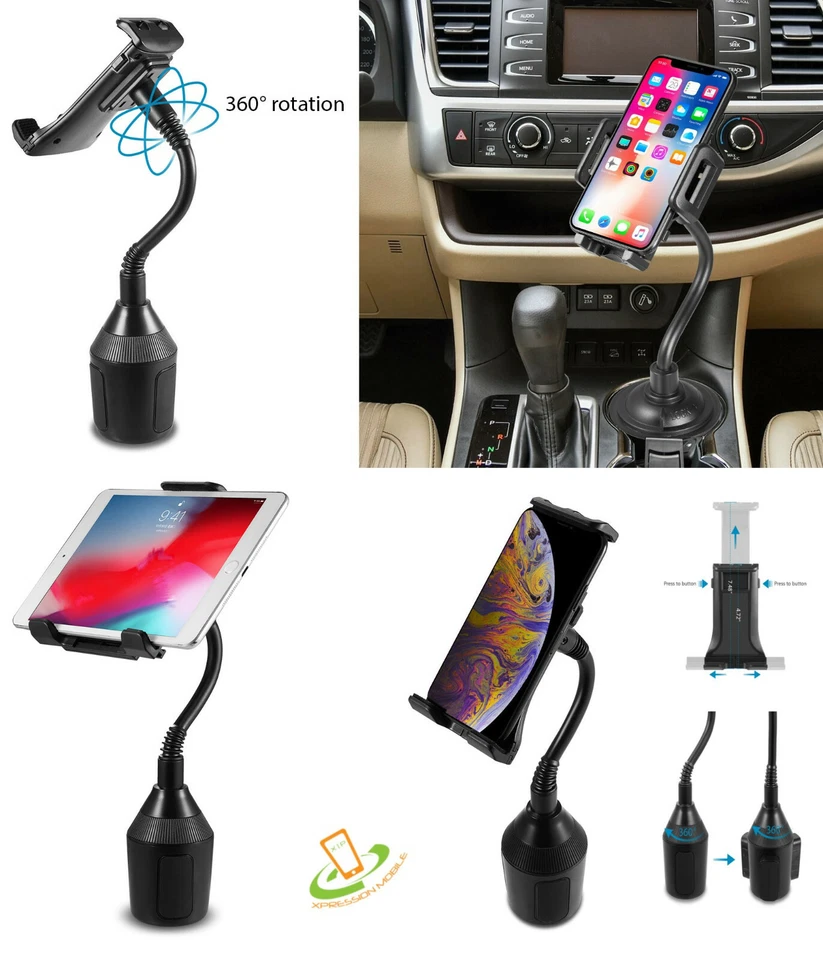 Universal Car Mount Adjustable Gooseneck Cup Holder Cradle for Cell Phone Tablet - Image 1 of 4