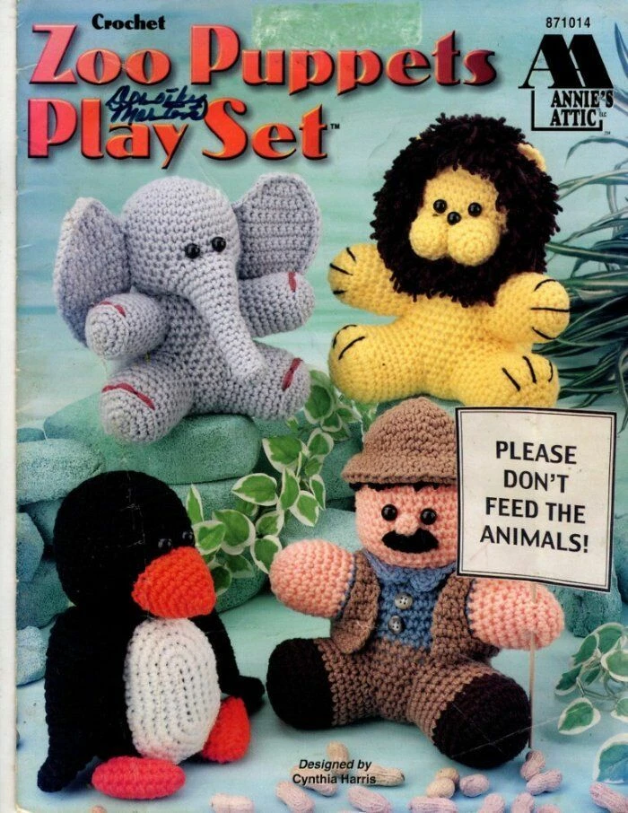 ANNIE'S ATTIC ZOO PUPPETS PLAY SET ZOO KEEPER/GIRAFFE/MONKEY - Image 1 of 1