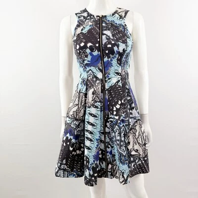 Marciano Black Butterfly Front Zip Dress Size 2 Fit & Flare Party Retro Pin Up - Image 1 of 4