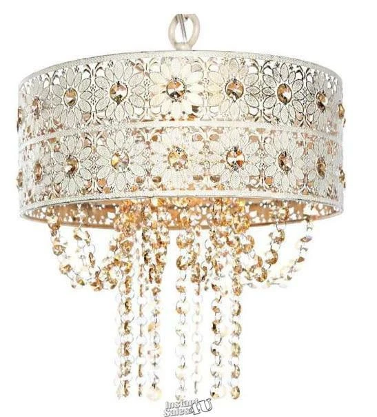 River of Goods-1-Light Champagne Chandelier with Jeweled Blossoms Shade - Image 1 of 4