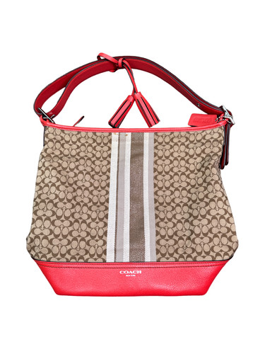 Borsa a tracolla Coach Legacy Signature a righe arancione marrone logo monogramma