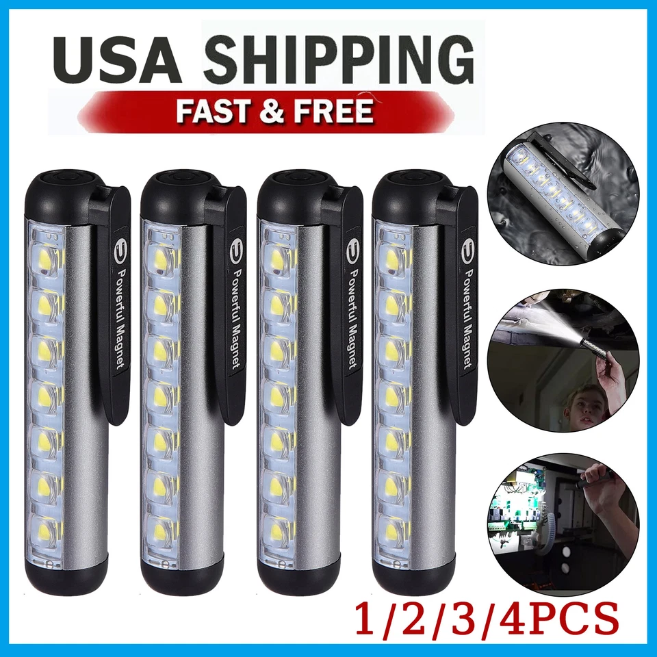 300Lumens Magnetic Penlight Mini LED Flashlight Torch Work Light Lamp Waterproof - Image 1 of 4