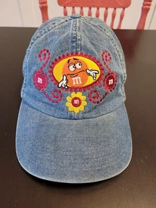 Gorra vaquera vintage M&M's naranja M&M World Las Vegas bordada con correa de jean - Imagen 1 de 5