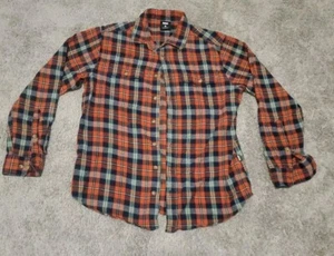 Teton Gravity Research Live The Dream Orange/Green Button Up Flannel- Size Large - Picture 1 of 11