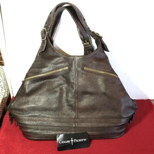 Cesare Paciotti Brown Leather Hobo Shoulder Bag Purse PH211 T. Moro MSRP $830 - Picture 1 of 12