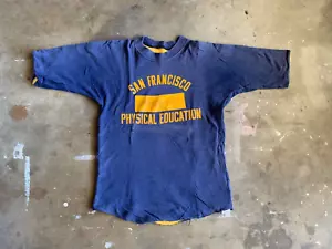 70s VINTAGE SAN FRANCISCO PHYSICAL EDUCATION REVERSIBLE PE GYM CLASS T-SHIRT (S) - Picture 1 of 15