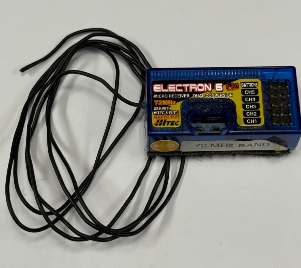 Nice Hitec Electron Six 6 Negative Shift 72mhz RC Airplane Receiver Futaba Hitec - Image 1 of 1