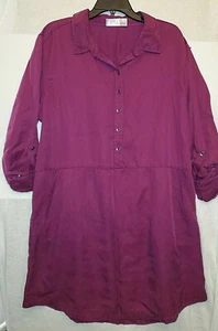 TIME TRU- Mujeres DAMAS Púrpura Botones Camisa Vestido Mangas Enrolladas Talla 16-18 XL - Imagen 1 de 11