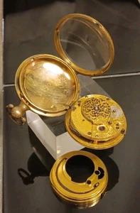 ANTIQUE VERGE FUSEE POCKET WATCH W/ FRONT WIND ISSIAH ROBERTS LONDON Late 1700s - Picture 1 of 24