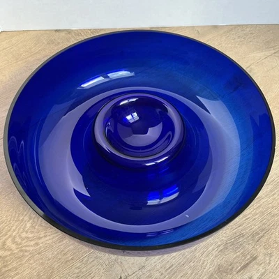 Dansk Rio 11 1/4" Glass Blue Chip & Dip Bowl * - Image 1 of 4