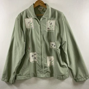 VTG Teddi Womens Patchwork Embroidered Boxy Zip Jacket Small Coastal Grandma - Picture 1 of 14