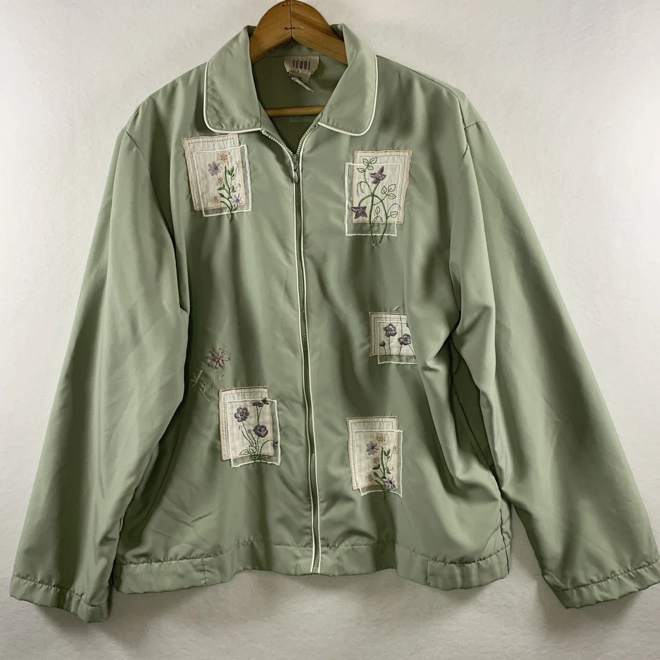 Chaqueta De Colección Teddi Para Mujer Patchwork Bordada Cuadrada Cremallera Pequeña Abuela Costera Foto 1 de 4