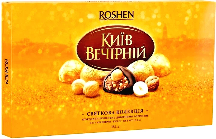ROSHEN Chocolate Candy Kyiv Vechirniy Evening Kiev Ukrainian Gift Sweet Box 352g - Image 1 of 4