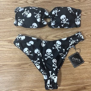 ZAFUL Mujer Bandeau Bikini Anillo O Sin Tirantes Calavera Talla S - NUEVO - Imagen 1 de 4