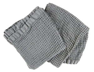 Onsen 2 Stück Grau Supima Waffelmuster 100 % Baumwolle Badetuch Set 30" x 55" - Bild 1 von 7