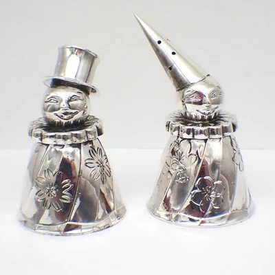 Salero y pimentero con forma de payaso plata de ley 950 Japón Foto 1 de 4