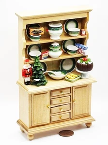 Puppenhaus Kiefer Küche Kommode gefüllt für Weihnachten Maßstab 1:12 tumdee - Bild 1 von 7