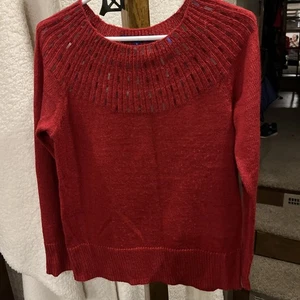 Apt. 9 Women’s SZ Medium Red Silver Beaded Collar Knit Sweater  Party/Holiday  - Picture 1 of 6