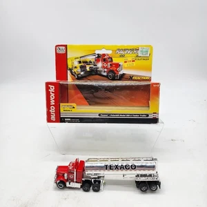 Remolque cisterna Auto World Racing Rigs Texaco Peterbilt modelo 359 probado funcionando - Imagen 1 de 12