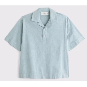 Abercrombie & Fitch Leinen Popover Hemd Herren Größe Large Chambray Sommer Freizeit - Bild 1 von 8