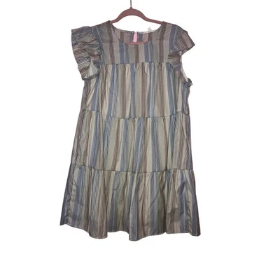 Blu  pepper striped tiered babydoll cottage core style dress size large  - Изображение 1 из 4