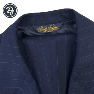 VTG 44 R Brooks Brothers " Custom Tailored " Navy Blue Cable Stripe Wool Suit - Picture 1 of 24