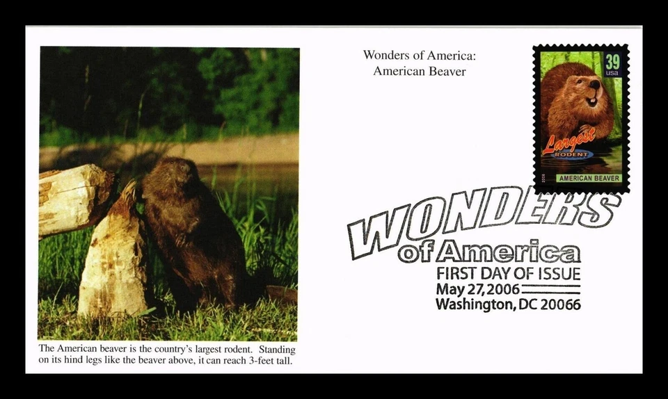 AMERICAN BEAVER LARGEST RODENT 2006 MYSTIC CACHET FDC WONDERS OF AMERICA UNAD - Image 1 of 1