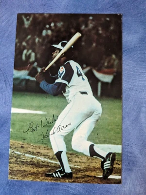 1974 Hank Aaron Team Issued Atlanta Braves 715 Postcard 3.5 x 5.5 - Image 1 of 2