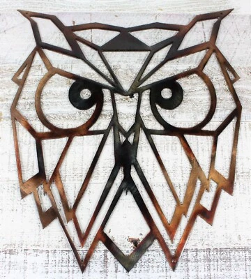 Arte de pared de metal Geo Owl geométrico 13" x 11 1/2" Foto 1 de 2